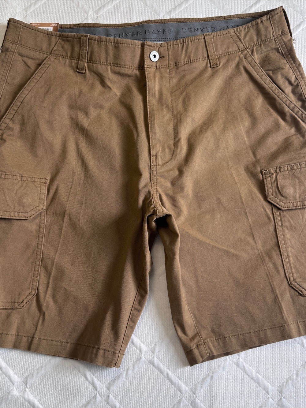 Denver Hayes Cargo Shorts Men Size 38 Dark Tan Cotton Stretch New with Tags